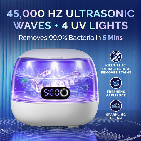 Retainer And Aligners Cleaning Pod With 45kHz Ultrasonic Power, UV Light Sterilizer, 200ml Tank, Digital Timer For Invisalign