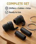 21 Speed Twist Shifter Set With Left And Right Revoshift Grips For Mountain And Hybrid Bikes 3x7 Gear System on wooden table