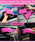 Pink Car Interior Detailing Kit With 17 Piece Pro Grade Brush Set for cleaning windows and air vents