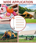 Twenty-four metal spikes from Fifty Pack Eight Inch Screw In Tent Stakes Heavy Duty Ground Stakes With Hex Head Driver Metal Pegs Spikes For Camping Garden Yard Orange Ideal For Campsites And Beach Trips Backyards Picnics And Outdoor Adventures installed in various outdoor setups for stability.