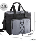 Portable Electric Cooler Bag And Thermoelectric Travel Fridge With 18 Liter Soft Sided Build DC 12 Volt Car Plug Case For Chill Vibes And Tailgate Adventures, top view with dimensions.