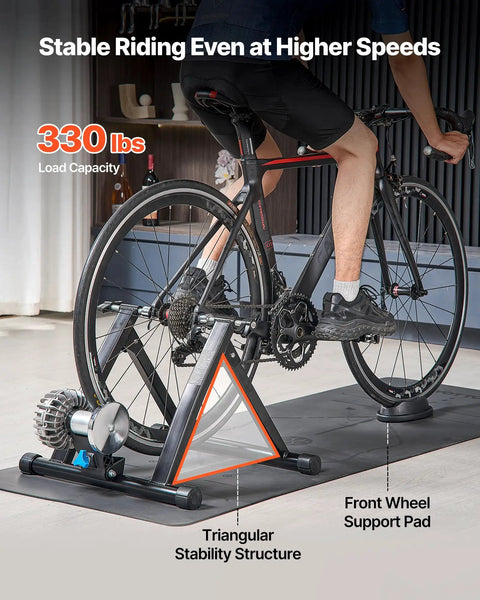Person using Foldable Fluid Bicycle Trainer Stand For Dope Indoor Rides With Progressive Resistance And Quiet Low Noise Operation