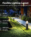 All In One LED Landscape Lighting Kit With Eight Low Voltage Path Lights, 60W Transformer, 100 Ft 16/2 Wire, 3000K Waterproof Aluminum Walkway Lights.