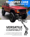 Transfer Case Linkage Kit For Jeep Cherokee XJ And Comanche MJ NP231 NP242 Fits 1986 To 2001 And 1986 To 1992 Z Rod Mechanical Upgrade Easy Install For Reliable Shifts Off Road Ready, stainless steel linkage on Jeep XJ