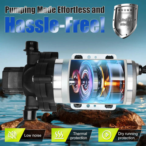 Road Ready Industrial Grade Diaphragm Water Pump With A Smooth One Hundred Fifteen Volt Motor Pushing 3.3 GPM And Forty Five PSI showcasing thermal protection features.
