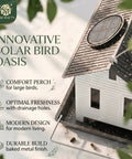 Solar Powered Hanging Metal Bird Feeder With Solar Lights Weatherproof Outdoor Lantern Dual Compartment Bird House Garden Decor For Yard Or Patio A Thoughtful Gift For Mom And Grandma showing solar panel on roof and modern design