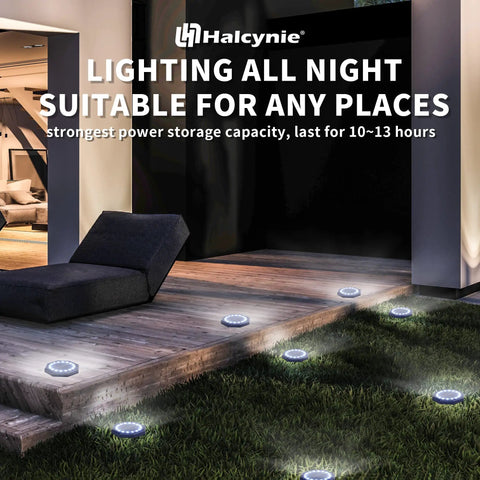 6 Pack 16 LED Solar Ground Lights Ultra Bright Outdoor In-Ground Landscape Lighting IP68 Waterproof illuminating patio