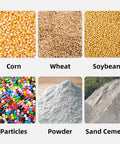 Variety of grains and powders including corn, wheat, soybean, particles, powder, and sand cement for Beefed-Up Grain Sucker For Home Use.