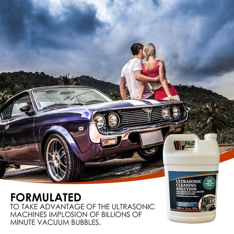 Ultrasonic Carb Cleaner Concentrate For Cars And Motorcycles, 4 Gallons, Powerful Clean Fluid That Breaks Down Dirt, Varnish, Gums, And Buildup From Carburetors, Valves, And Heat Exchangers. 4-gallon jug