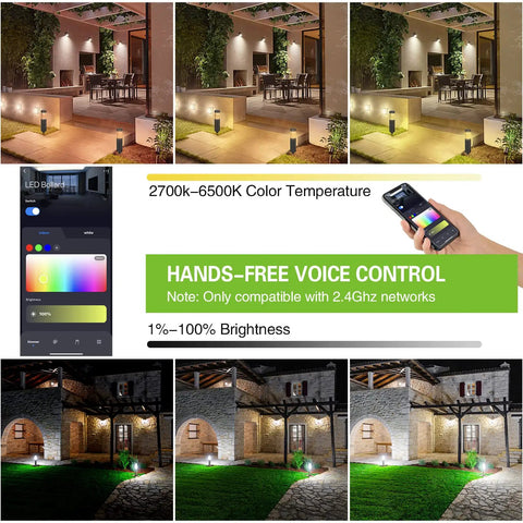 Smart LED Round Bollard Lights With App Control And Alexa Ready Low Voltage 12V 3W RGB Color Changing Outdoor Path Lights for yard
