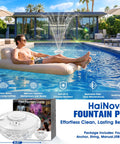 Man relaxing in a pool with Cool 8000mAh Rechargeable Pool Fountain With Lights For Above Ground Pools Floating Water Pump With Anchor