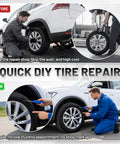 Man using 60 Piece Tire Repair Kit With Rubber Nails And Self Tapping Spiral Plugs For Tubeless Tires Emergency Puncture Fix Tools