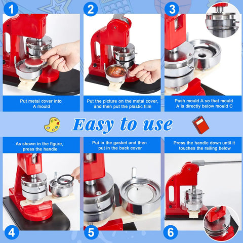 DIY Button Maker Kit For 100 Sets 58mm 2 And A Quarter Inch Includes Metal Shells Plastic Films Backing Parts Bags Cards And Keychains