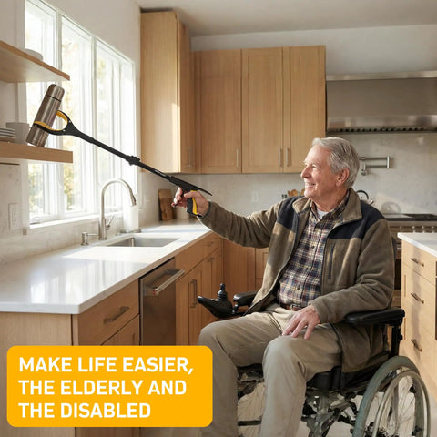 32 Inch Folding Reacher Grabber Tool With Shoehorn, 360 Degree Rotating Head, Magnetic Pick Up, Long Reach For Seniors, Arthritis Friendly Assist Tool, Easy On And Off Shoes, Durable Lightweight Aid No Bending Required