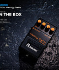 Waza Craft HM-2W Heavy Metal Guitar Pedal on textured surface with controls visible, showcasing legendary chainsaw tone.