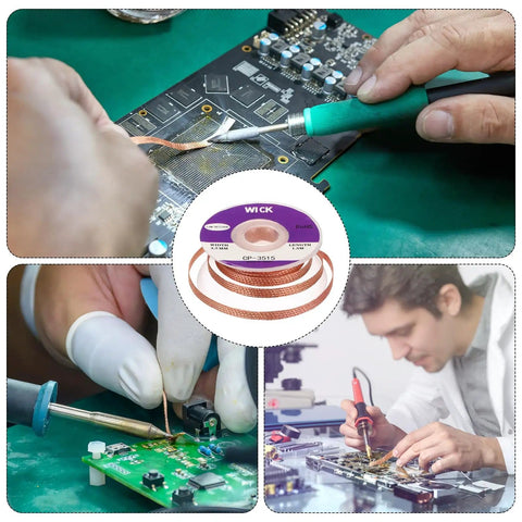 Desoldering Solder Wick Braid No Clean Copper Wick 0.14 Inch Width 5 Feet Length for electronic repair use on PCB board
