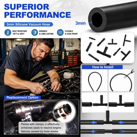 Get Your Ride Running Smooth With This Badass 84 Pcs Vacuum Lines Kit Featuring Durable Silicone Hoses And Perfect Connectors For Any Engine Repair Job You Might Face Today, 3mm silicone vacuum hose kit with connectors and clamps
