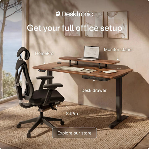 Built Tough Electric Standing Desk With Heavy Duty Dual Motors And Super Smooth Height Adjustments, Rock Solid Ergonomic Sit Stand Home Office Desk Featuring Usb-C Charging And Memory Presets with walnut surface and monitor stand.