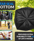 Heavy Duty 45 Gallon Black Trash Bags 38x46 Inches with star seal design and twist ties for residential and commercial cleanup