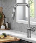 Industrial Style Pulldown Kitchen Faucet With Spot Free Stainless Steel Finish Built For Busy Kitchens Single Handle Operation