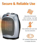 Oscillating Ceramic Portable Indoor Space Heater With 1500W Fast Heat 3 Settings 45 Degree Oscillation Adjustable Thermostat