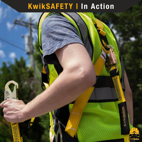 Typhoon Full Body Safety Harness With Cushioned Back And Shoulder Support Three Heavy Duty D Rings For Fall Protection ANSI OSHA Construction Roofing Tower Climbing Scissor Lift Worksite Ready