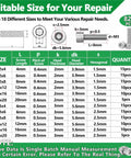 All In One Stainless Steel Screws And Nuts Kit, 820Pcs M2 M3 M4 Set With Nuts, Flat Washers, Spring Washers, Hex Socket Head Cap Bolts, And 3 Wrenches size chart and specifications