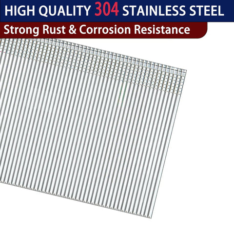 Rock Solid 16 Gauge Stainless Steel Finish Nails One Inch Through Two And A Half Sizes 1200 Count Heavy Duty Collated Fasteners for tough jobs.