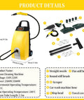 High Power 3000w Steam Cleaner With Continuous Vapor And Triple Safety System For Deep Cleaning Cars, parts and dimensions included.