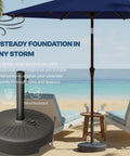 Heavy Duty Water Filled Umbrella Base Stand, 81.5 Lb Max Capacity, Dual Knob Locking System For Stability on beach