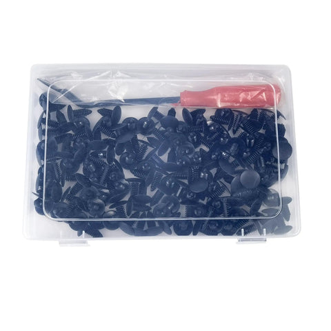 Universal Golf Cart Fastener Push Rivets Set 100 Piece Xmas Tree Clips in transparent box with removal tool