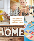 Baltic Birch plywood sheets collage; kids crafting with 3mm unfinished plywood for arts and crafts.