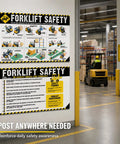 Two Laminated Forklift Safety Posters Set 17 By 24 Inches OSHA Compliant Wall Signs With Easy Operation Rules And Visual Guides For Warehouse And Distribution Center And Industrial Use on warehouse wall