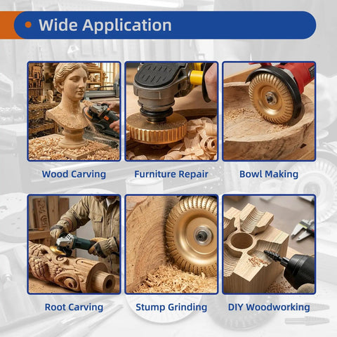 Killer 14 Piece Wood Carving Disc Set For Angle Grinder Includes 5 Carving Discs 5 Rotary Burr Files 4 Adapter Rings extensive use