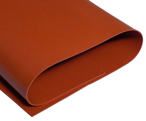 Rolled Red Silicone Rubber Sheet 60A Durometer One Thirty Second Inch Thick Nine By Twelve Inch No Adhesive Backing High Temp