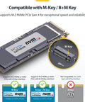 Top Notch USB4 And Thunderbolt 3 M.2 Nvme Ssd Enclosure Featuring Chill Aluminum Heatsink Casing for M-Key and B+M Key compatibility.