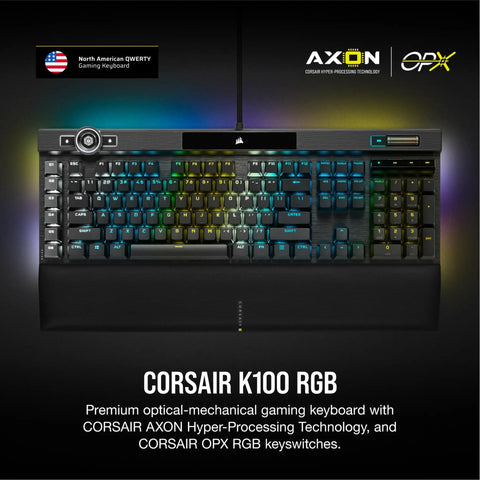 Ultimate Optical Mechanical Gaming Keyboard Blazing Fast OPX Switches with vivid RGB lights and aluminum chassis.