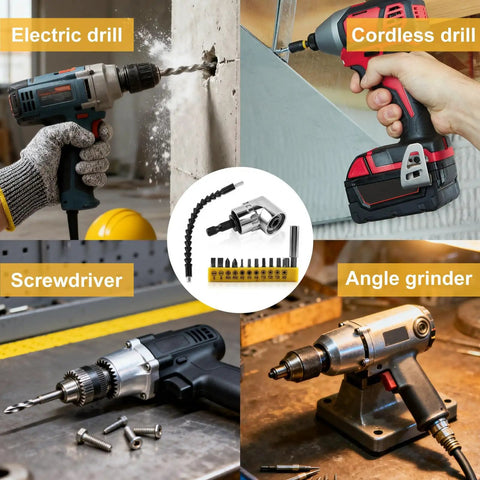 105 Degree Right Angle Drill Adapter For Tight Spaces Flexible Extension Bit Kit For Impact Drivers And Magnetic Screwdriver Sockets with tools