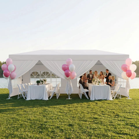 10x20 Pop Up Canopy Tent With 6 Removable Sidewalls, One Push Setup Party Gazebo For Outdoor Weddings, Parties And Events