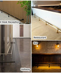 Top Shelf Gold Bar Foot Rail Kit Featuring Heavy Duty Wall Brackets solid tube used in various settings like hallway and bars.