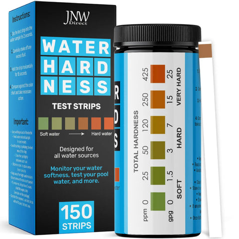Easy At Home Water Hardness Test Kit With 150 Strips, Quick And Accurate Hard Water Testing For Tap, Well, And Shower, Includes Ebook, No Guesswork, Ideal For Softener And Aquarium Maintenance