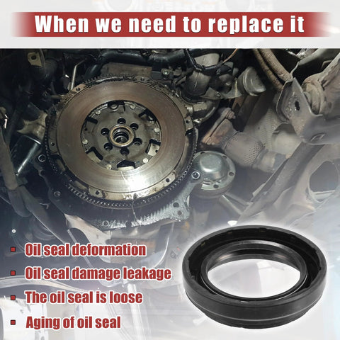 uxcell 2pcs crankshaft oil seal set for Toyota 4Runner; black rubber seal shown near the engine's clutch/flywheel