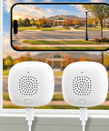 No Drills Necessary Two Pack 2K Window Security Cameras Indoor Home Surveillance recording video through glass view.