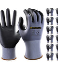 General Purpose Nitrile Coated Work Gloves With Micro Foam Grip 48 Pairs Seamless Knit Breathable Nylon Black Nitrile Coating