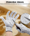 Hands wearing protective gloves using a detail carving knife, part of the All In One 26 In 1 Wood Carving Kit With Detail Carving Knife