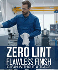 Worker using Recycled White Cleaning Rags Bulk 5 Lb Box Lint Free Cotton Cloths for Auto Shop Manufacturing and Janitorial Use