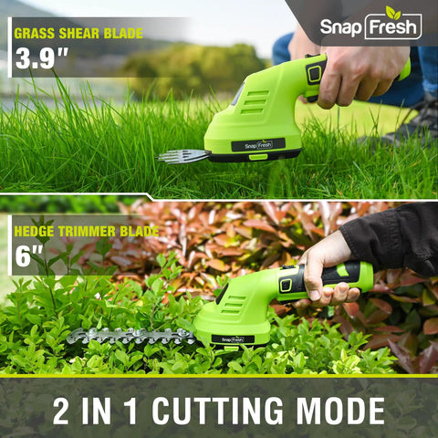 Cordless 2-In-1 Hedge Trimmer And Grass Shears With 180 Degree Rotating Head Lightweight 7.2V Handheld Electric Tool for trimming grass and bushes.