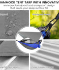 Go To Camping Hammock With Mosquito Net And Rain Fly Portable Nylon Hammock Tent showing waterproof fabric and tree straps