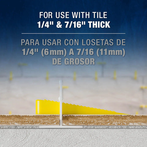 LASH Tile Leveling System Part A Clips For One Sixteenth Inch Grout 1000 Pack partially inserted between tiles