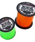 GM Climbing Throw Line 2.2mm 180ft Orange UHMWPE Cord, 1000lb Strength spools on black bases, side by side view.